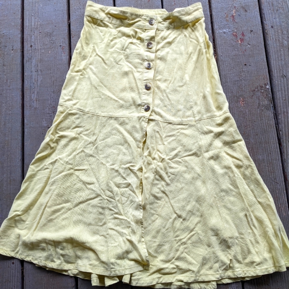 Free People Button Soft Linen like Midi Skirt Size 2 or XS/Small